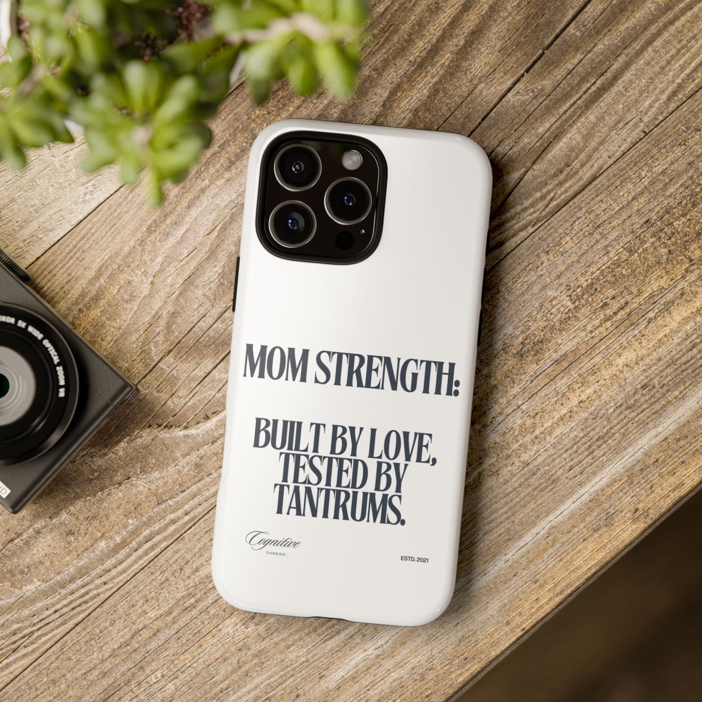 White "Mom Strength" Phone Case