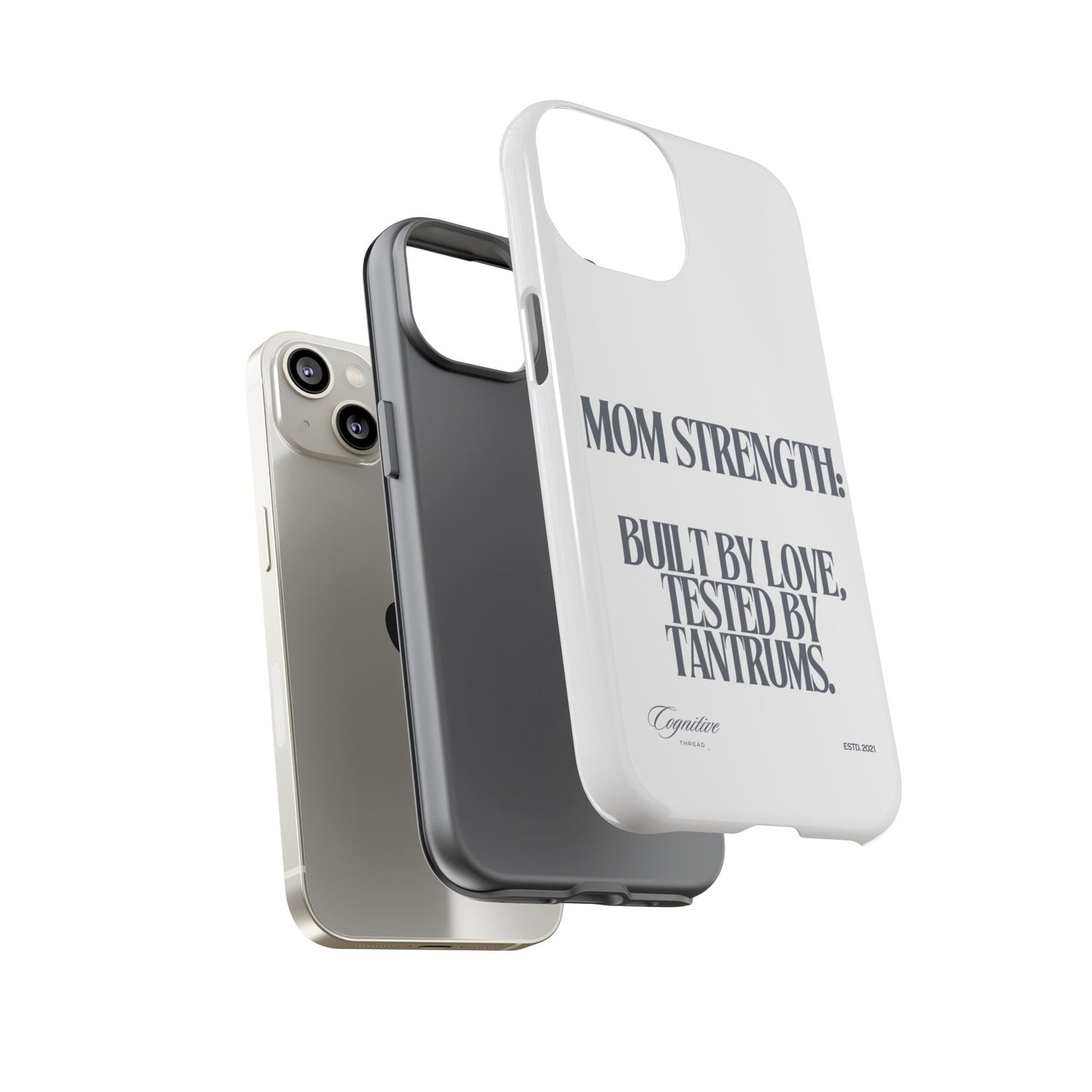 White "Mom Strength" Phone Case