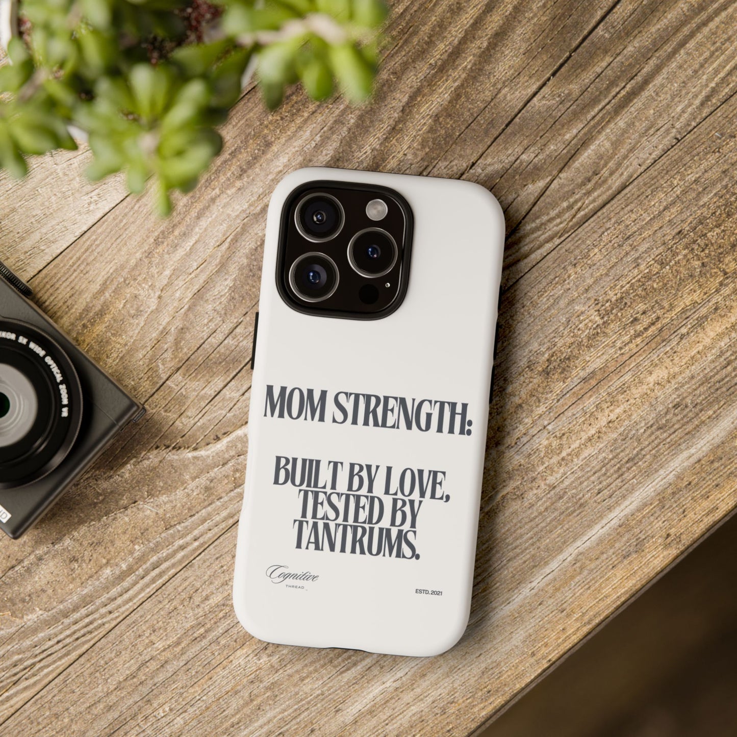 White "Mom Strength" Phone Case