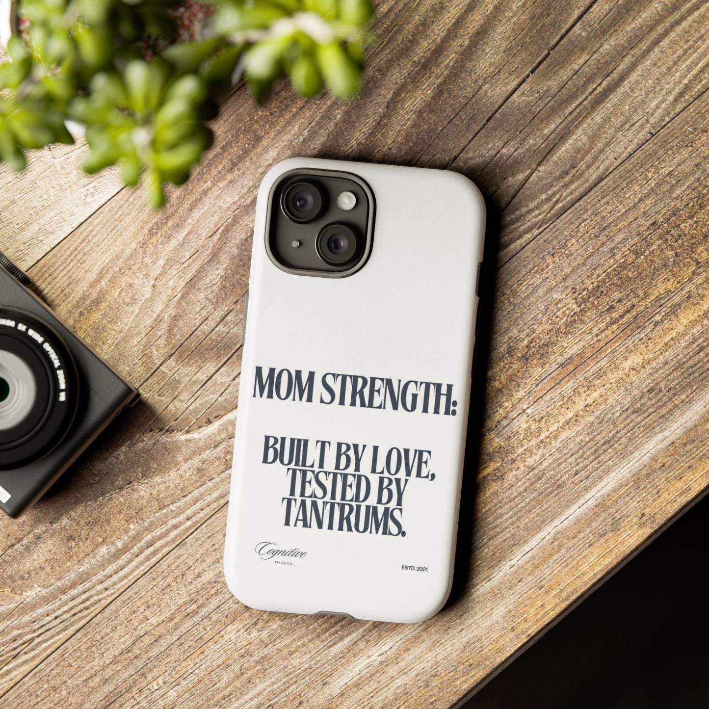 White "Mom Strength" Phone Case