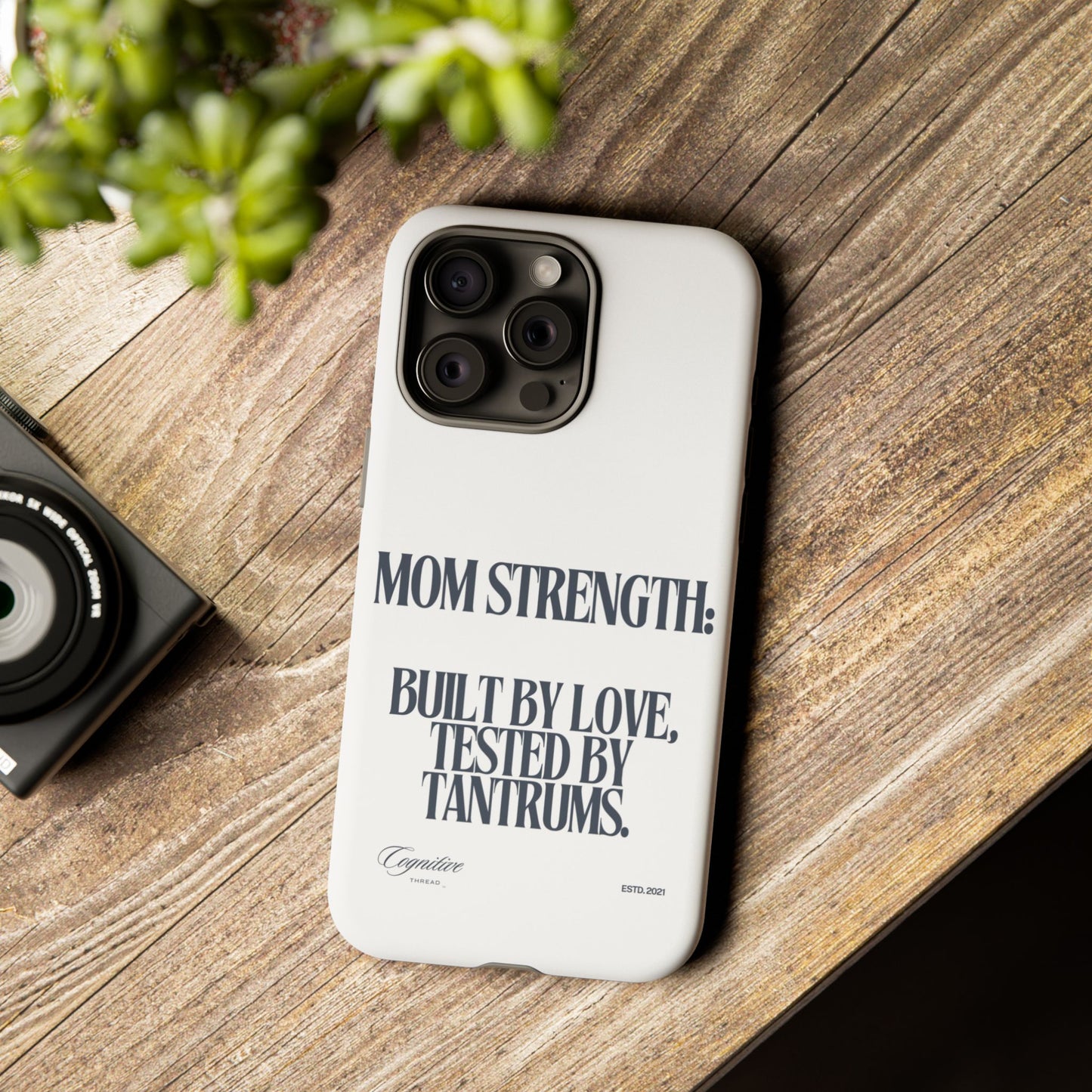 White "Mom Strength" Phone Case
