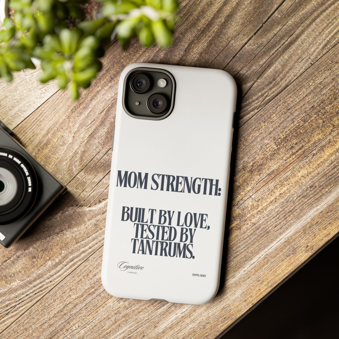 White "Mom Strength" Phone Case