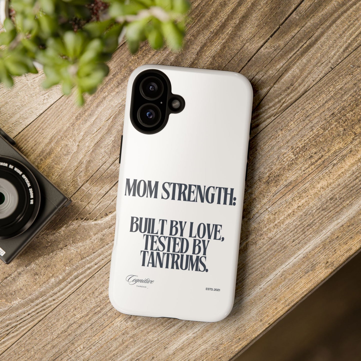 White "Mom Strength" Phone Case