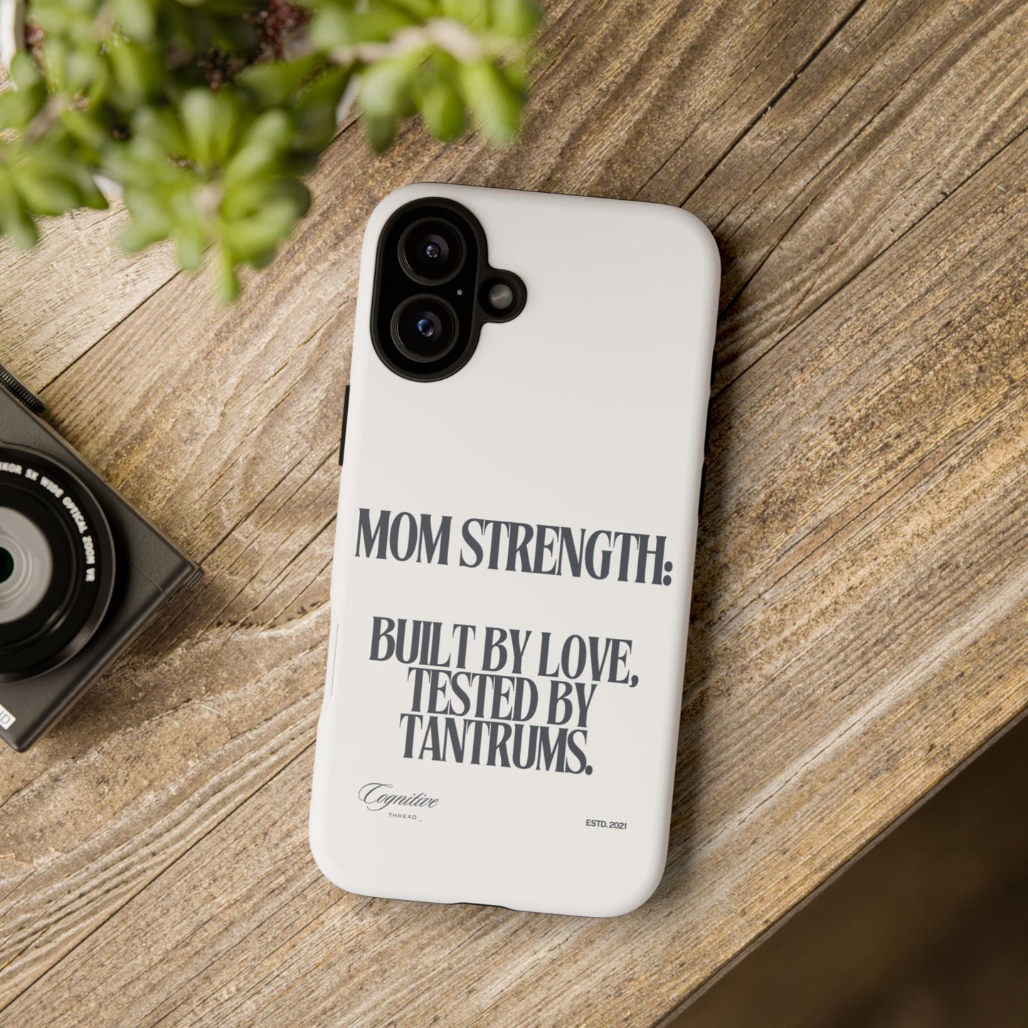 White "Mom Strength" Phone Case