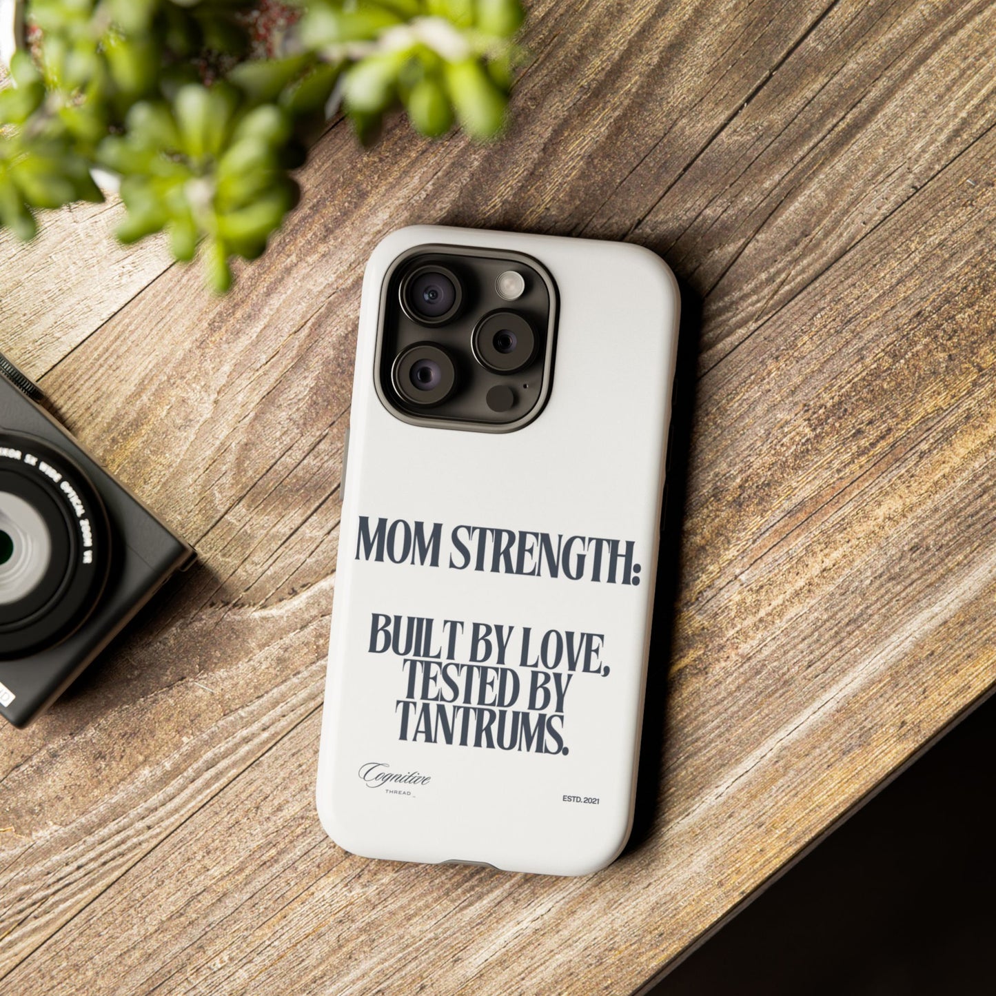 White "Mom Strength" Phone Case