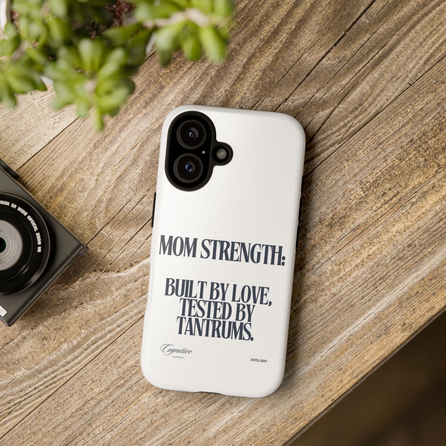 White "Mom Strength" Phone Case