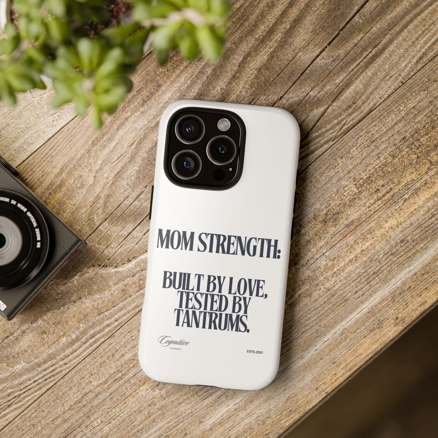 White "Mom Strength" Phone Case