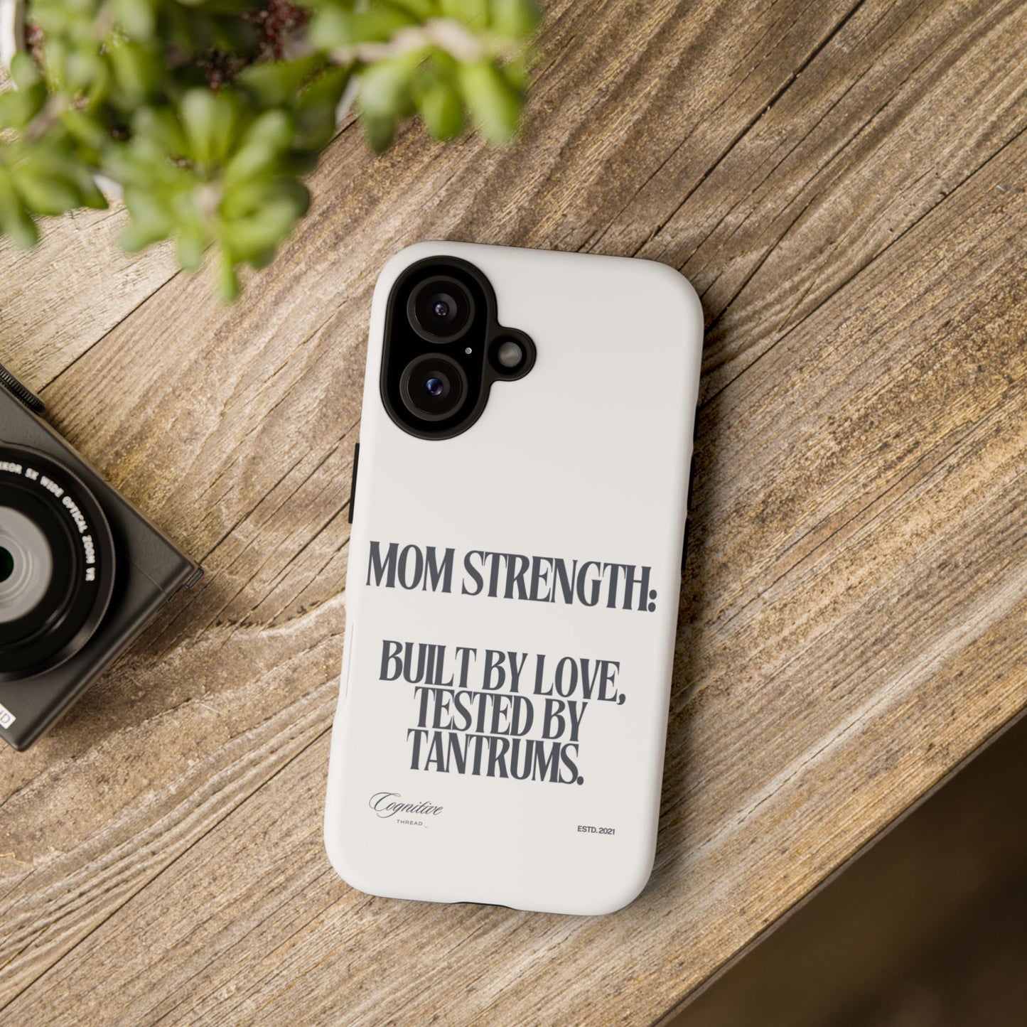 White "Mom Strength" Phone Case