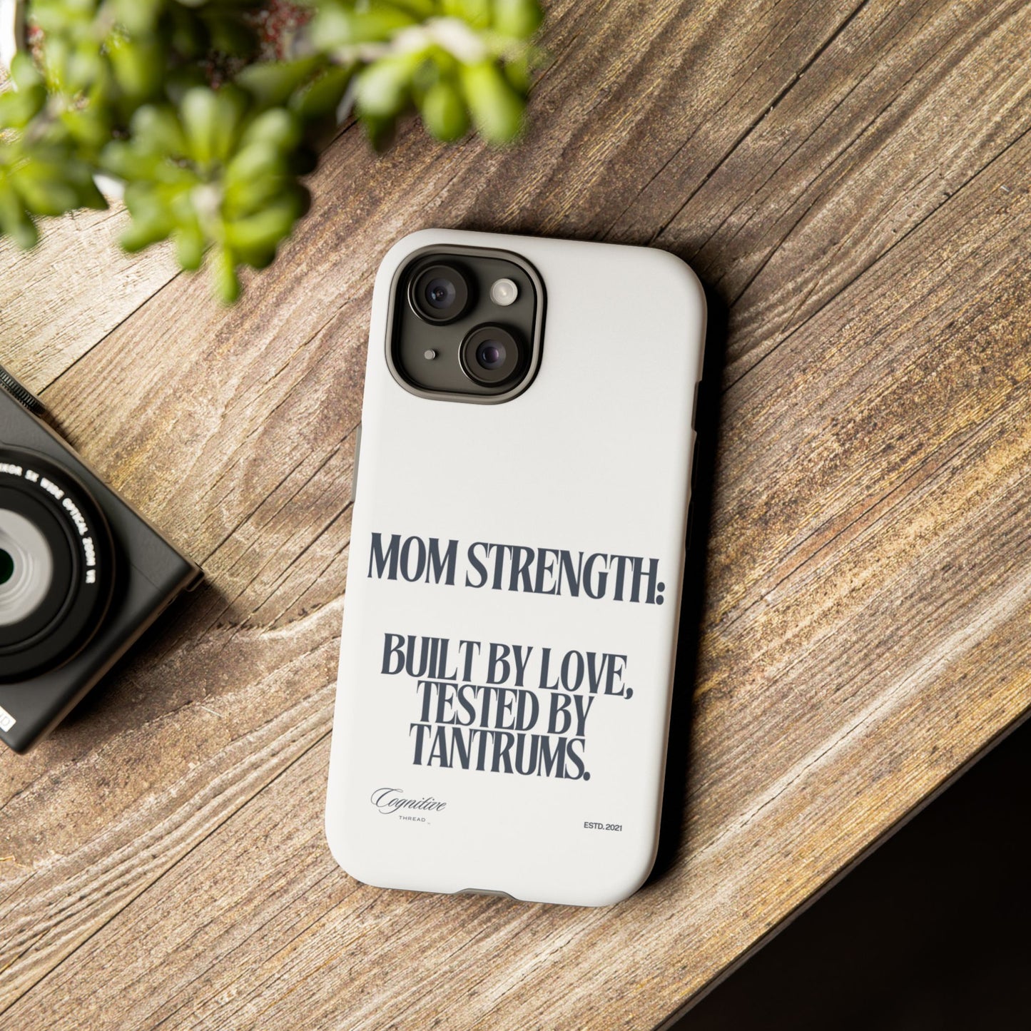 White "Mom Strength" Phone Case