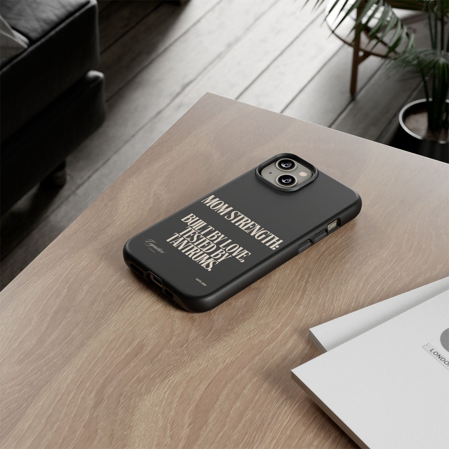 Black "Mom Strength" Phone Case