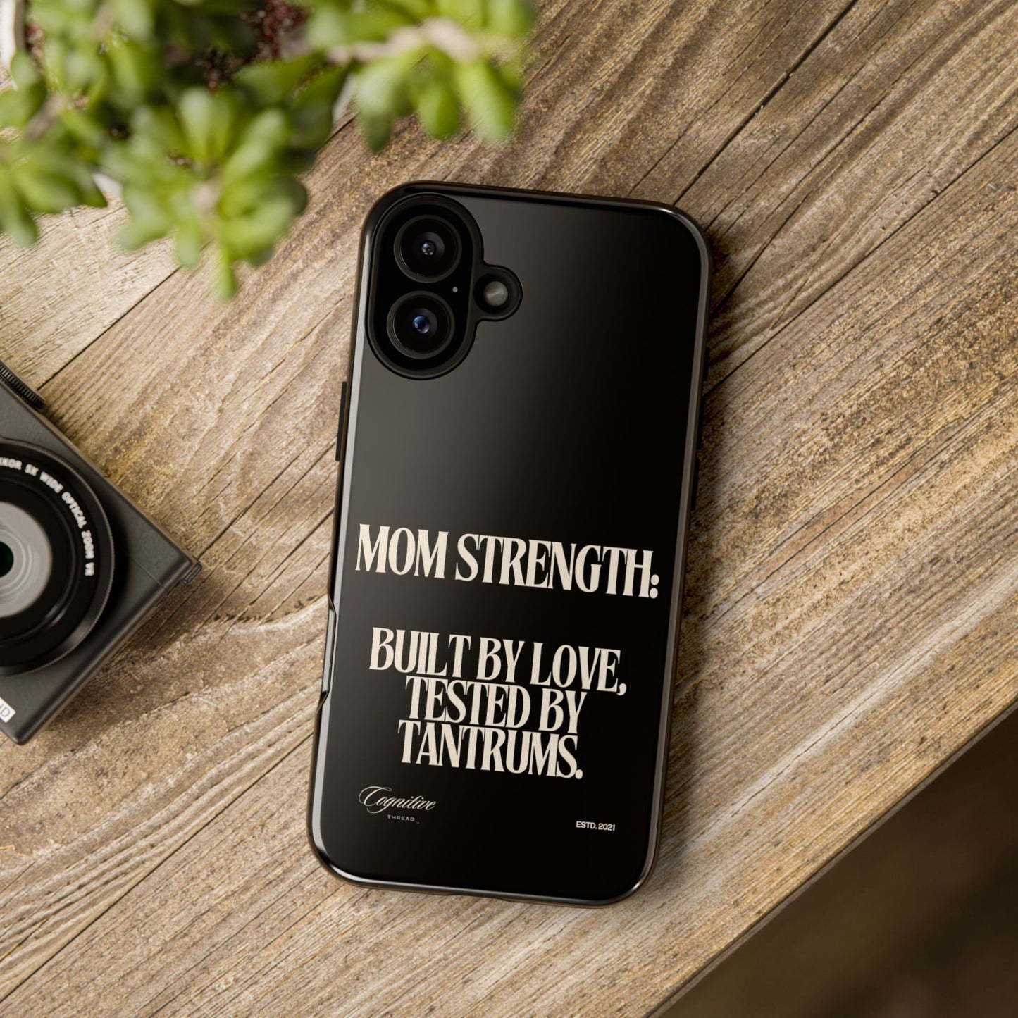Black "Mom Strength" Phone Case