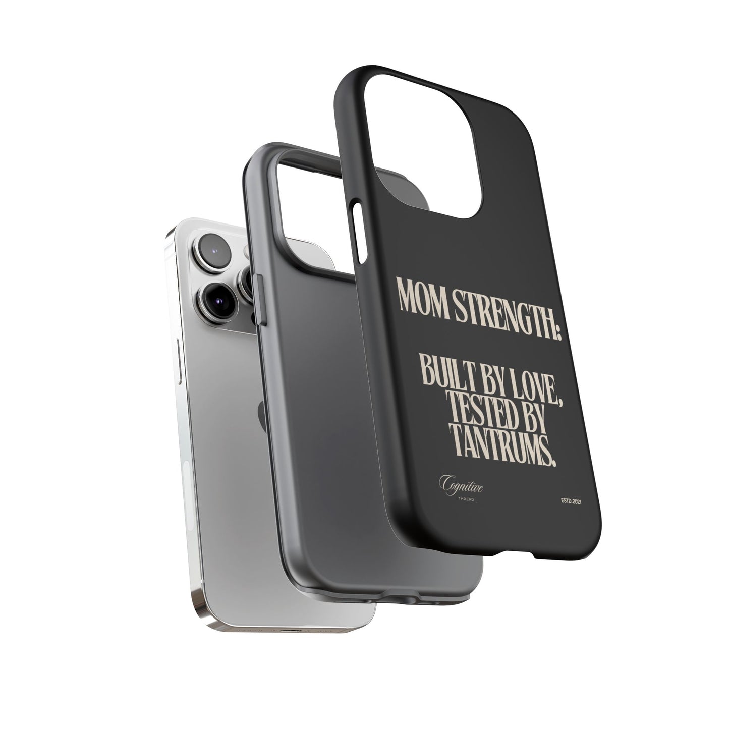 Black "Mom Strength" Phone Case