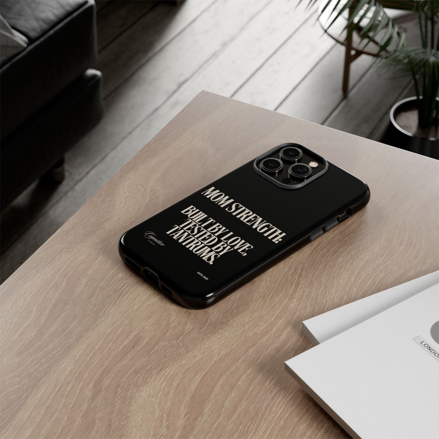 Black "Mom Strength" Phone Case