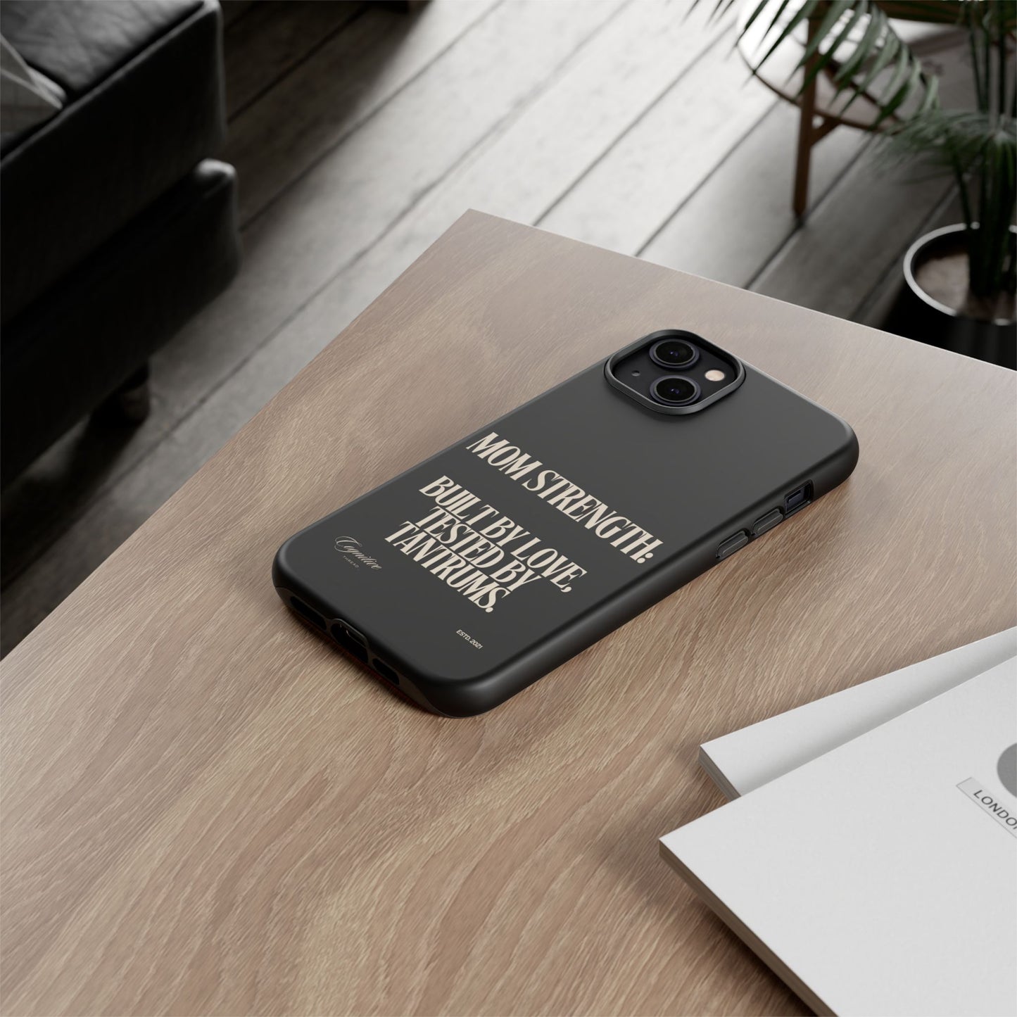 Black "Mom Strength" Phone Case
