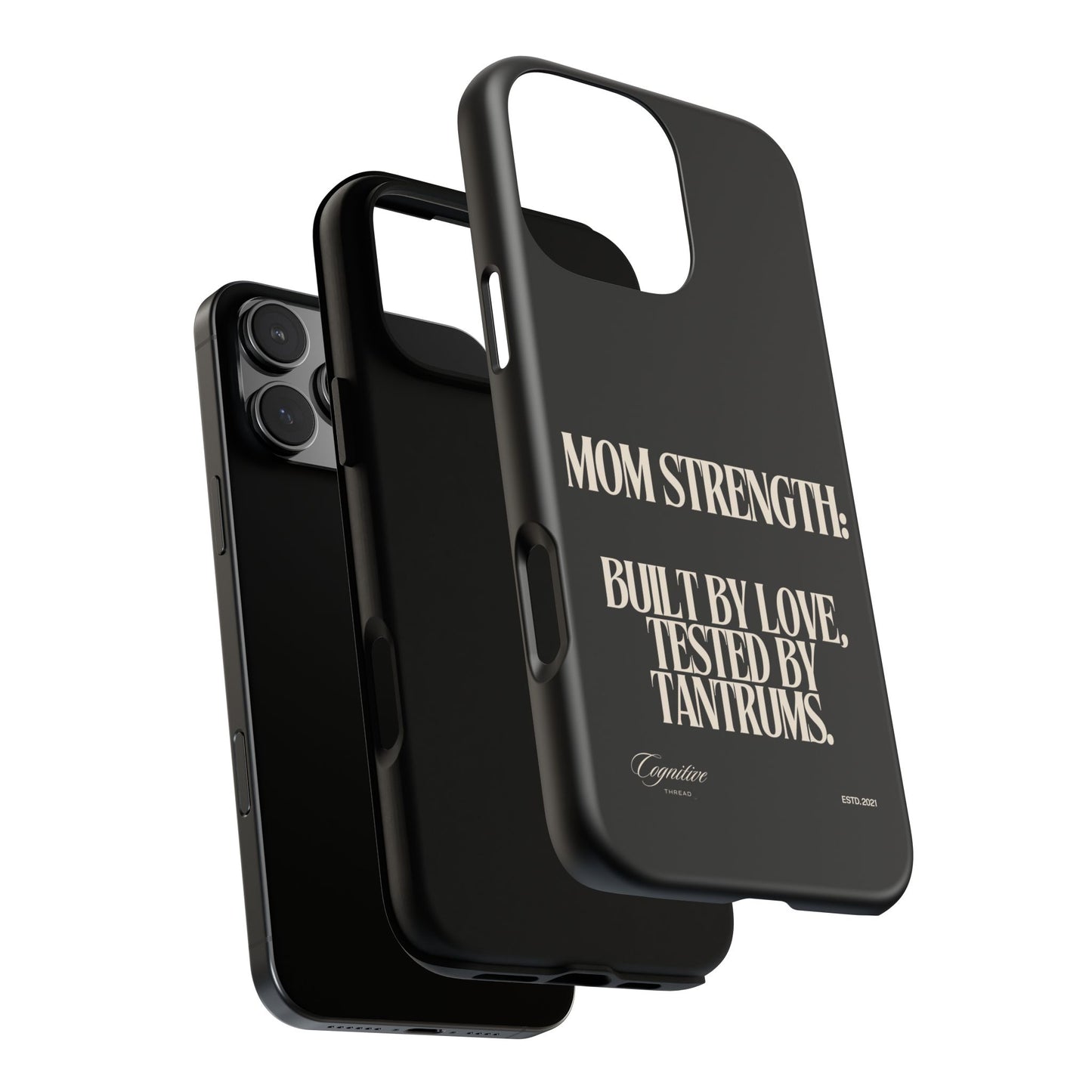 Black "Mom Strength" Phone Case