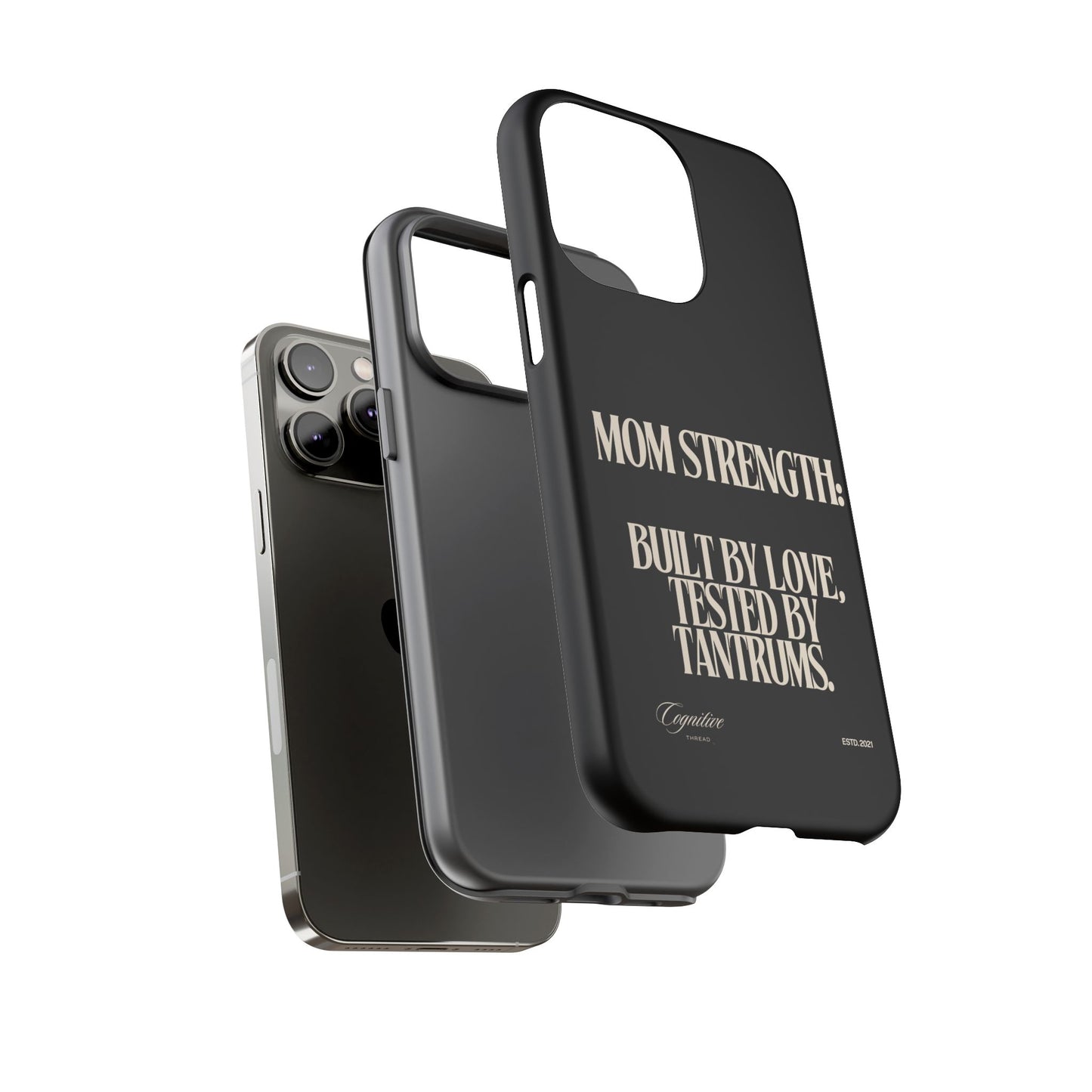 Black "Mom Strength" Phone Case