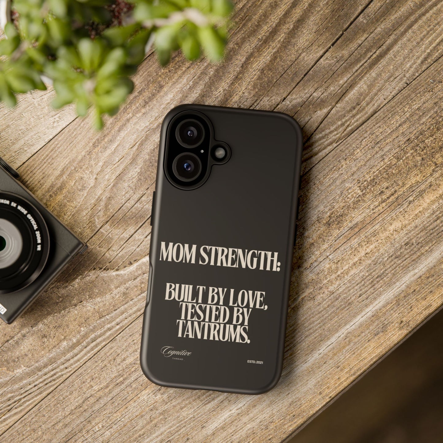 Black "Mom Strength" Phone Case