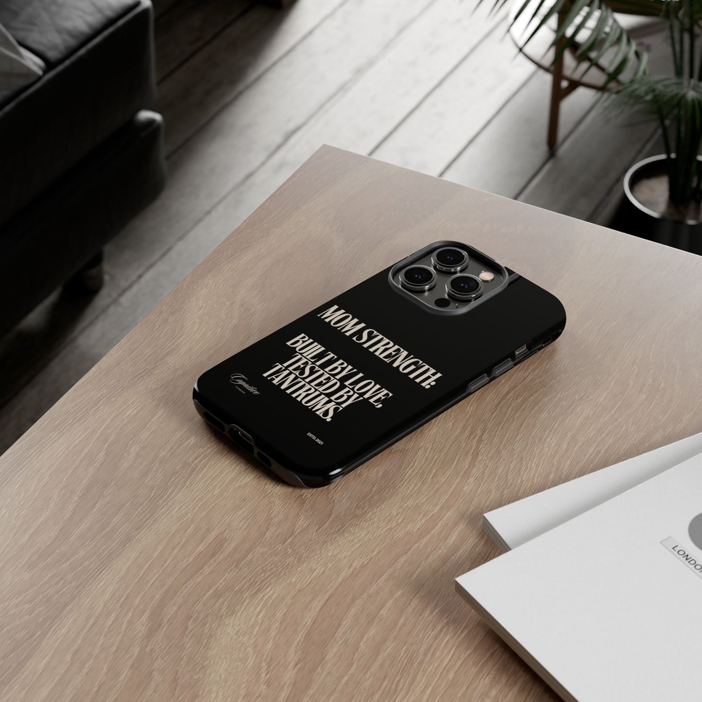 Black "Mom Strength" Phone Case