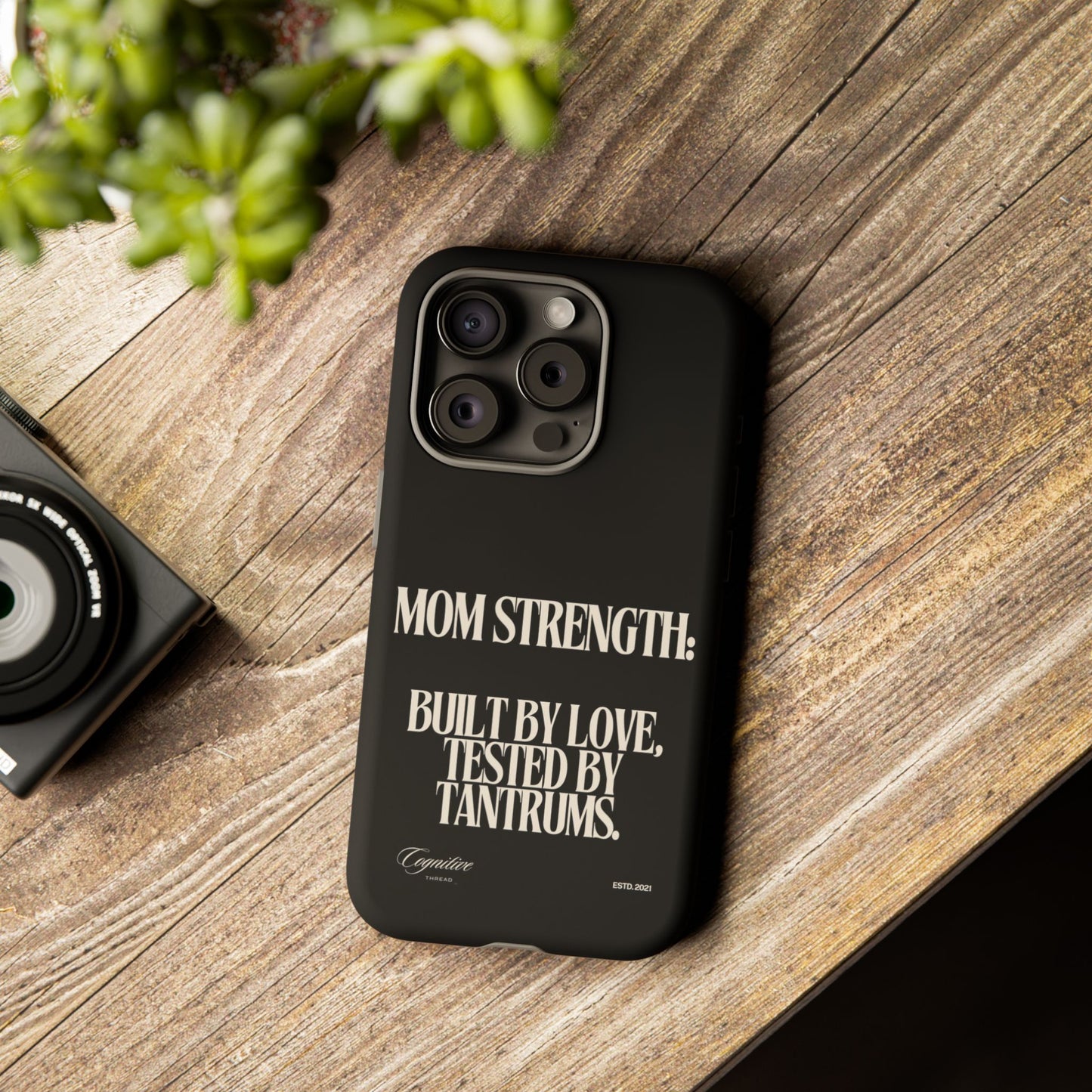 Black "Mom Strength" Phone Case