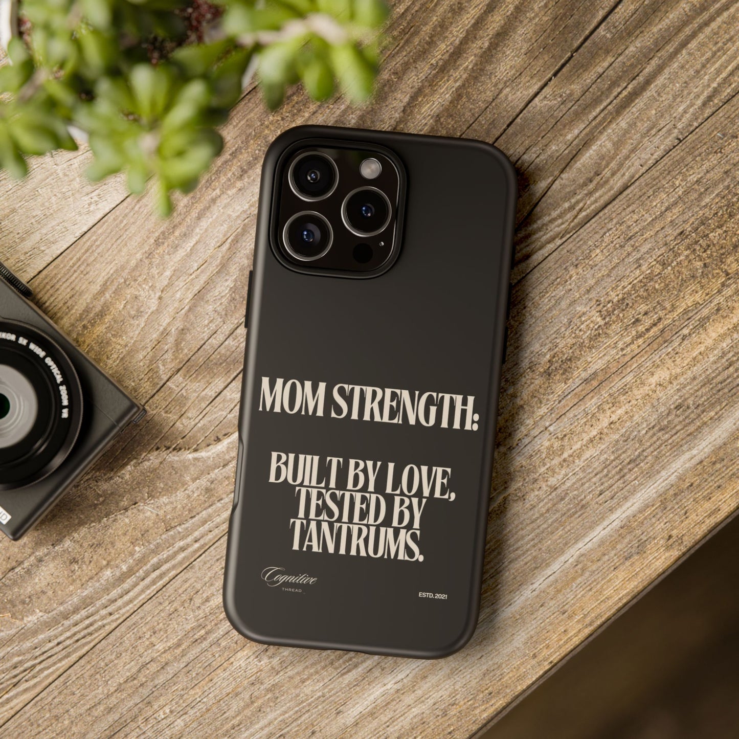 Black "Mom Strength" Phone Case