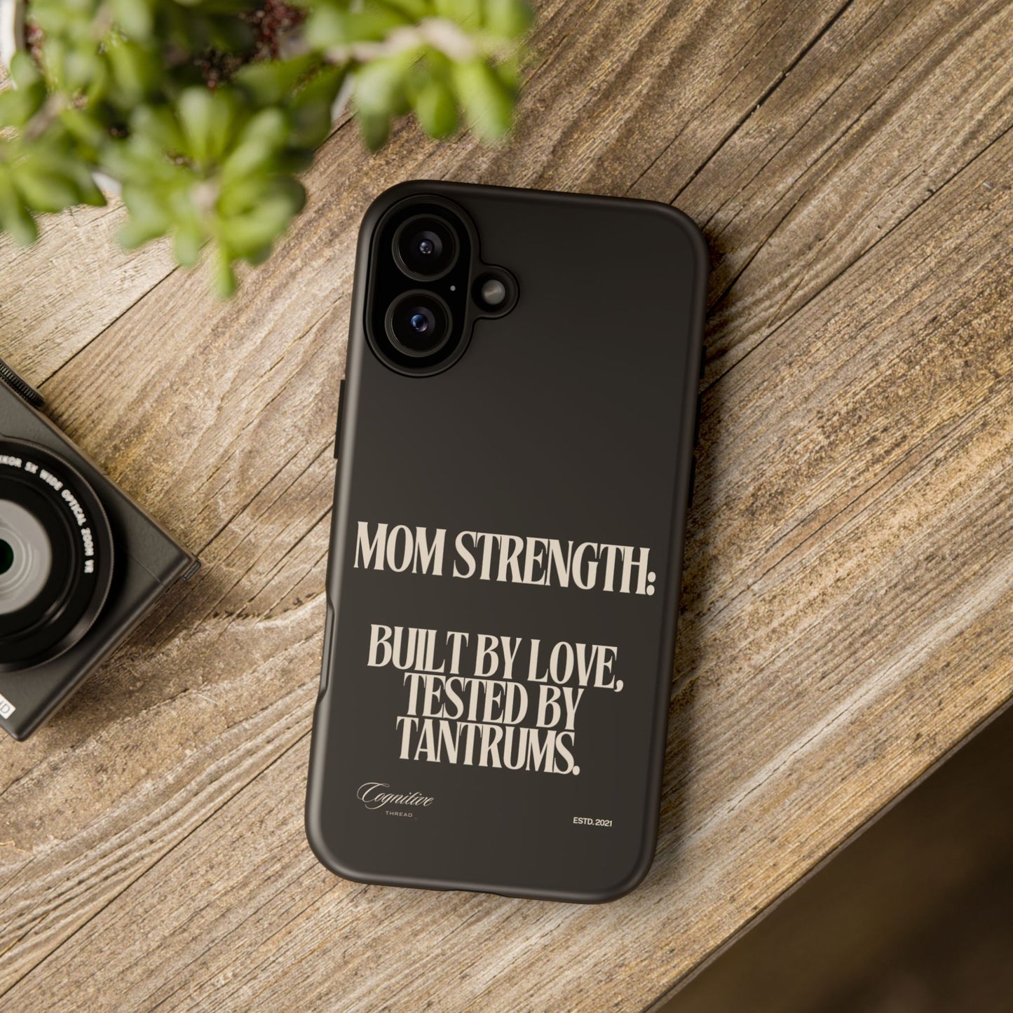 Black "Mom Strength" Phone Case